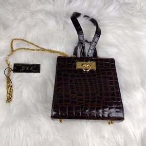 Leather Y & S Mini Purse Clutch with Gold Chain Strap NWT